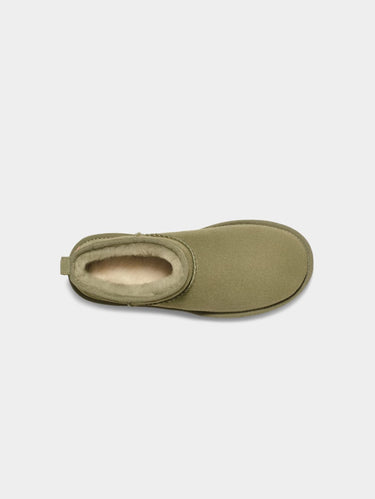 Damen-Ultra-Mini-Classic Lammfell-Stiefeletten Grün
