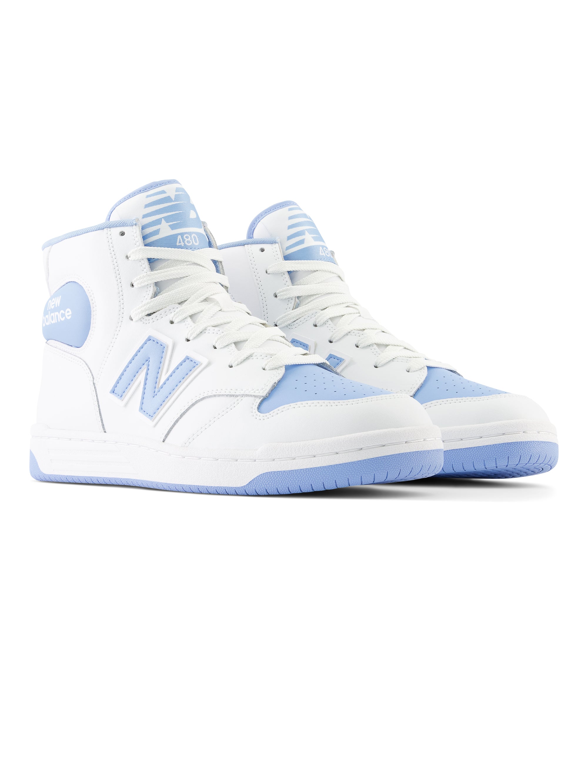 Light Blue/White Retro Basketball Style High Sneakers