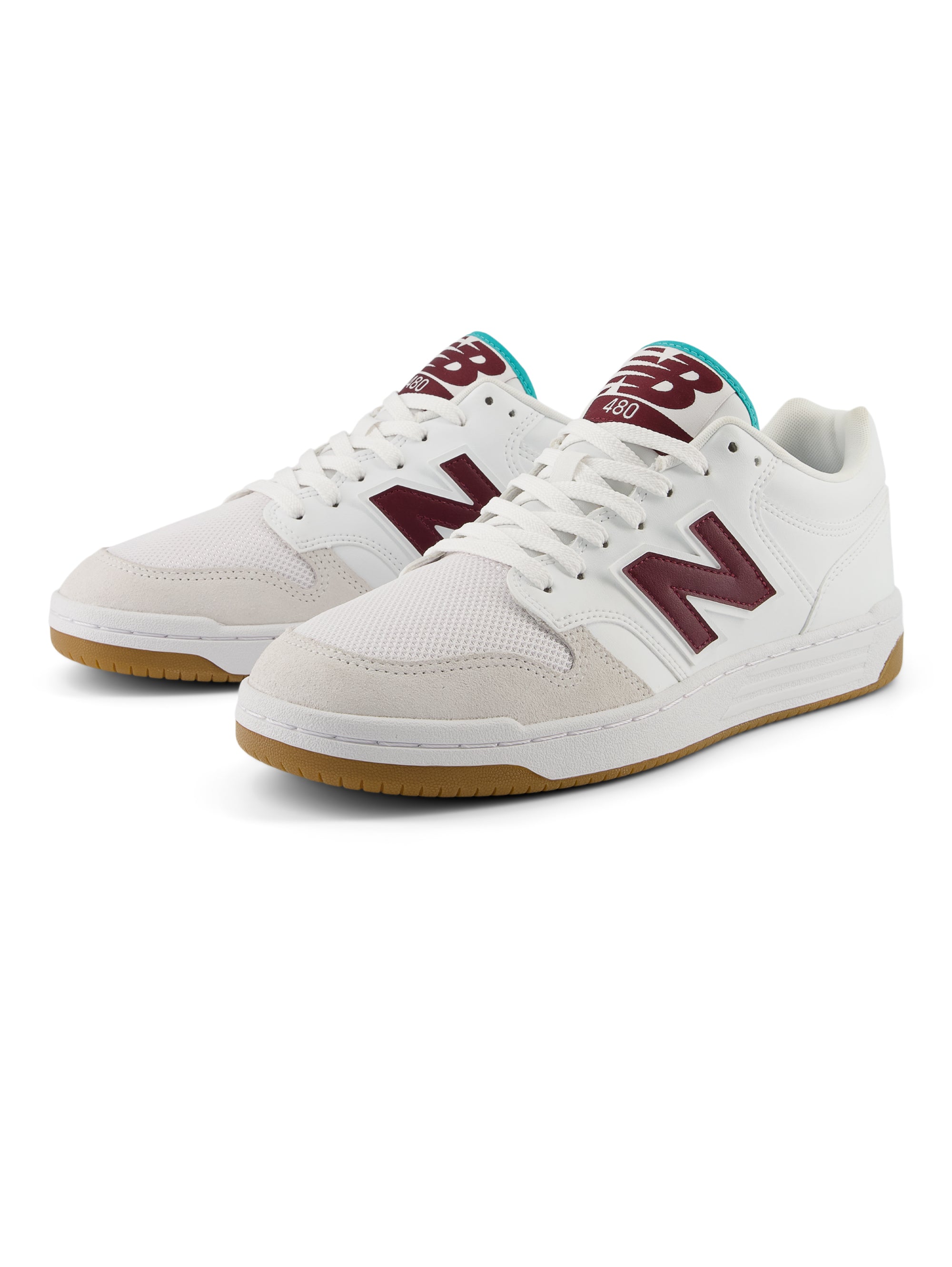 480 White/Bordeaux Low Basketball Sneakers