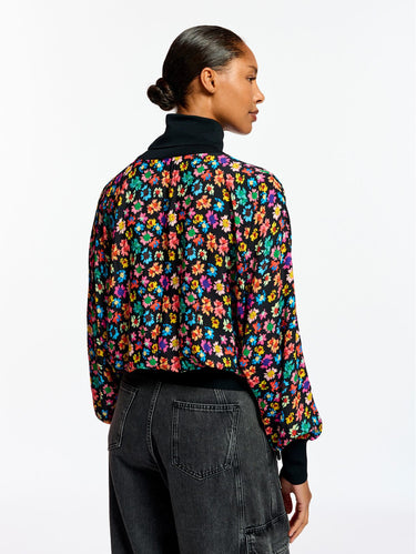 Black Blouse with Floral Print
