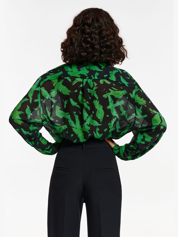 Camicia con Collo Foulard Nero/Verde