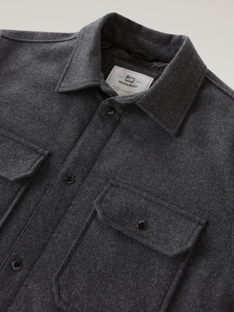 Overshirt Imbottita Alaskan in Lana Grigio
