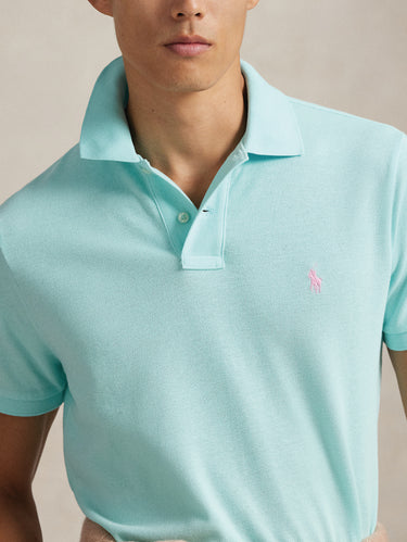 Polo Slim Fit in Cotone Celeste