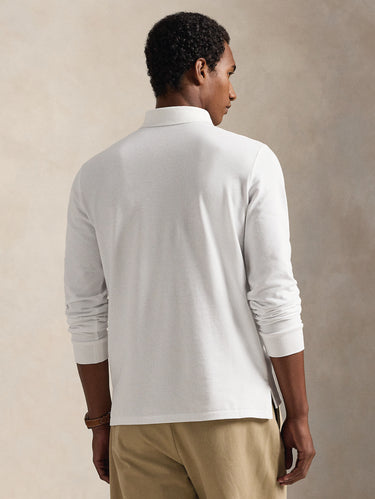 Polo Langarm Custom Slim Fit Weiß