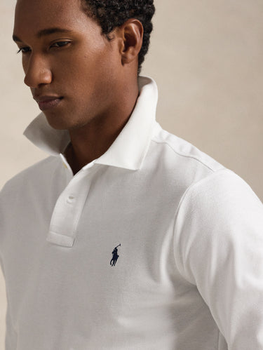 Polo Langarm Custom Slim Fit Weiß