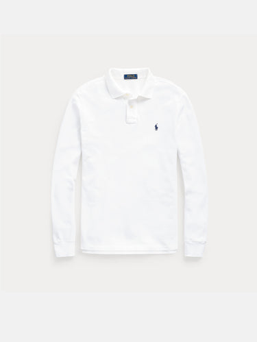 Polo Langarm Custom Slim Fit Weiß