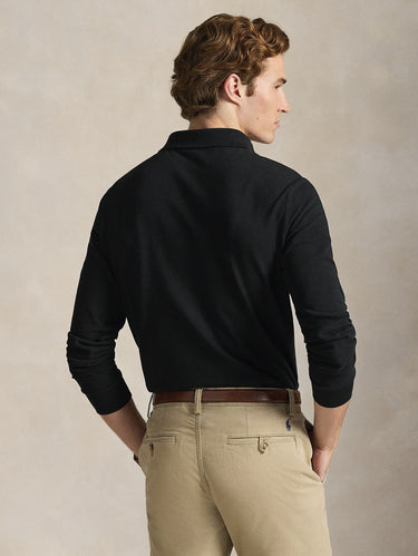 Polo Langarm Custom Slim Fit Schwarz