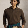RALPH LAUREN-Polo Manica Lunga Custom Slim Fit Marrone-TRYME Shop