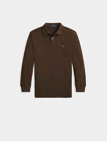 Polo Manica Lunga Custom Slim Fit Marrone