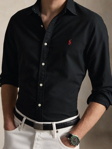 Oxford-Hemd Slim Fit Schwarz