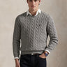 RALPH LAUREN-Maglia a Trecce in Cotone Grigio-TRYME Shop