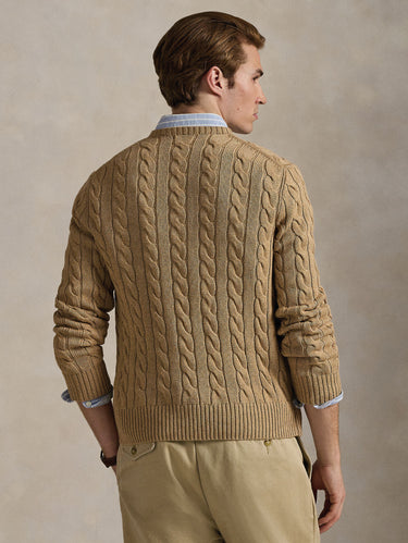 Maglia in Cotone a Trecce Cammello
