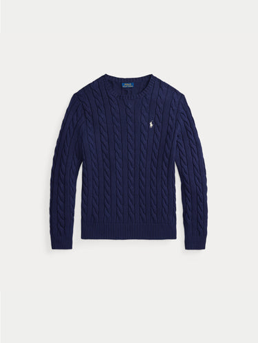 Maglia in Cotone a Trecce Blu