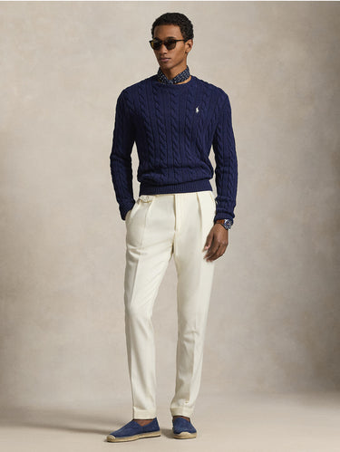 Maglia in Cotone a Trecce Blu