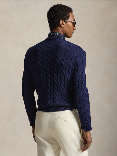 Maglia in Cotone a Trecce Blu