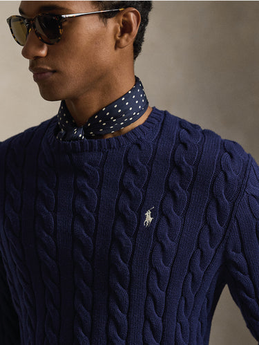 Maglia in Cotone a Trecce Blu