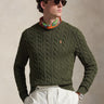 RALPH LAUREN-Maglia in Cotone a Trecce Verde Militare-TRYME Shop