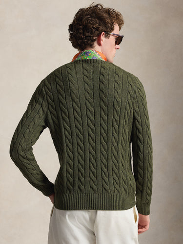 Pull en coton torsadé vert militaire