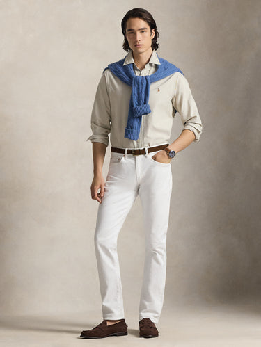 Oxford-Baumwollhemd Slim Fit in Beige