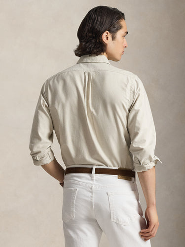 Oxford-Baumwollhemd Slim Fit in Beige
