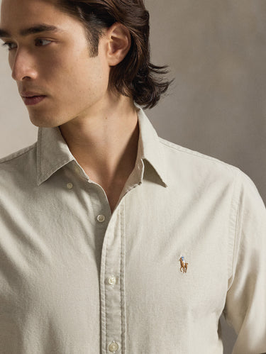 Oxford-Baumwollhemd Slim Fit in Beige