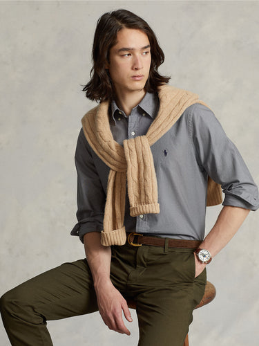Slim Fit Oxford-Hemd aus Baumwolle Grau