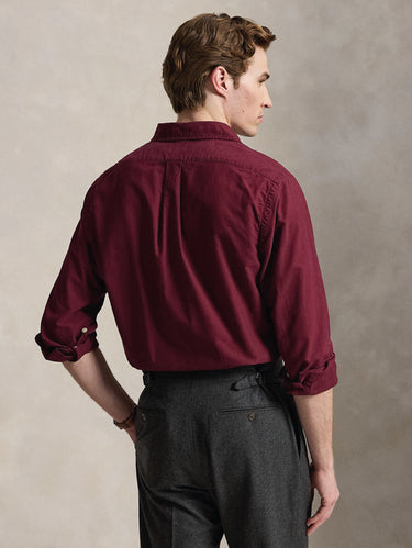 Camicia Oxford Custom Fit Tinta in Capo Bordeaux