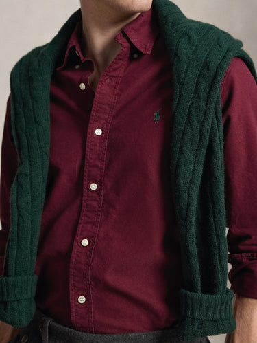 Camicia Oxford Custom Fit Tinta in Capo Bordeaux