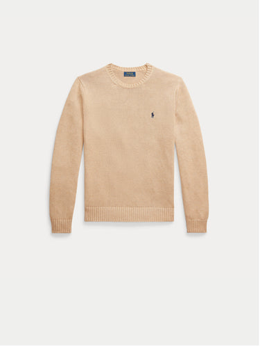 Maglia Girocollo in Cotone Regular Cammello