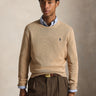 RALPH LAUREN-Maglia Girocollo in Cotone Regular Cammello-TRYME Shop