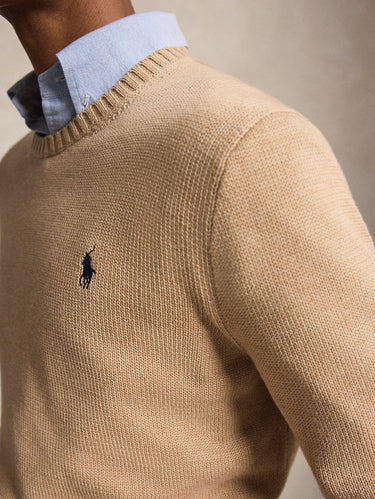 Maglia Girocollo in Cotone Regular Cammello