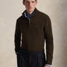 RALPH LAUREN-Maglia con Mezza Zip in Lana Marrone-TRYME Shop