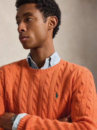 Maglia Girocollo in Misto Cashmere Arancione