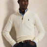 RALPH LAUREN-Maglia Mezza Zip a Trecce Crema-TRYME Shop