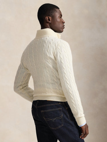 Maglia Mezza Zip a Trecce Crema