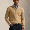 RALPH LAUREN-Maglia Mezza Zip a Trecce Cammello-TRYME Shop