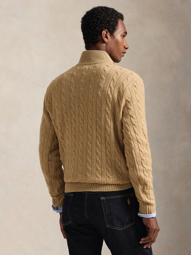 Maglia Mezza Zip a Trecce Cammello