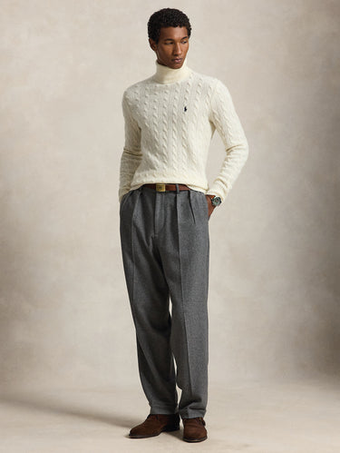 Maglia Collo Alto a Trecce Crema