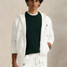 RALPH LAUREN-Felpa con Cappuccio e Zip in Maglia Doppia Bianco-TRYME Shop
