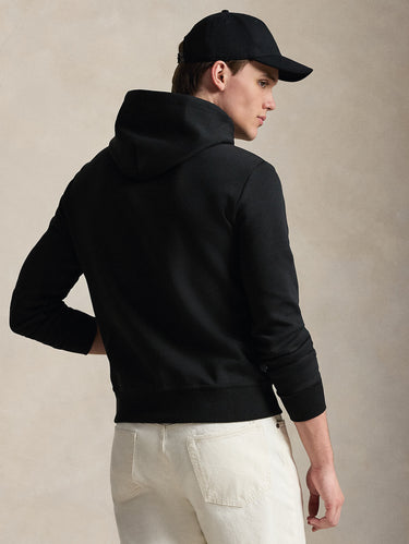 Kapuzensweatshirt aus doppellagigem Strick in Schwarz