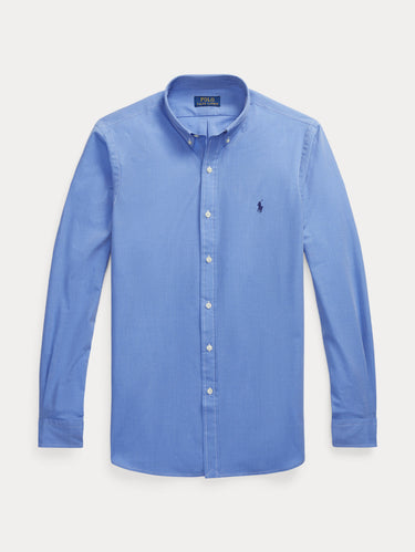 Overhemd van Stretch Popeline Katoen Blauw