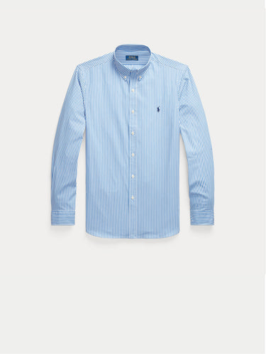 Gestreiftes Hemd aus Stretch-Popeline Blau/Weiß
