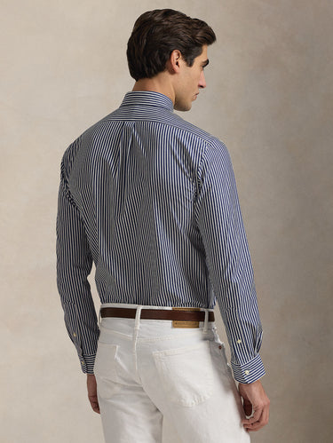 Blue/White Stretch Poplin Striped Shirt