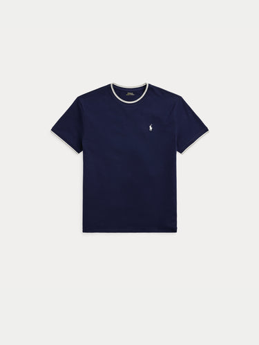 T-shirt van jersey mesh classic fit blauw