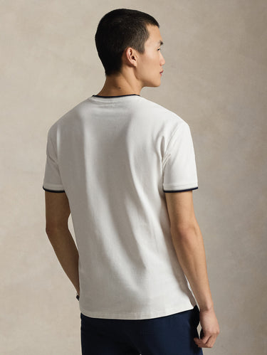 T-shirt van jersey mesh classic fit wit