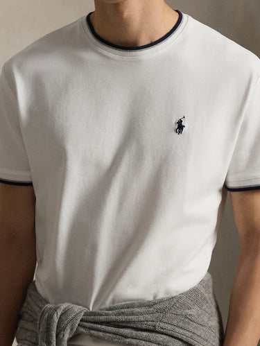 T-shirt van jersey mesh classic fit wit