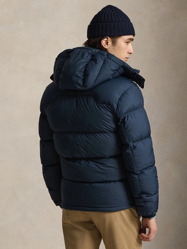 Wasserabweisende Ripstop-Jacke mit Kapuze, matt, Navy Blau