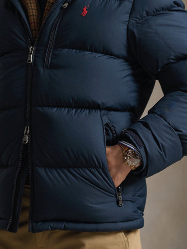 Wasserabweisende Ripstop-Jacke mit Kapuze, matt, Navy Blau