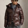 RALPH LAUREN-Piumino Lucido con Cappuccio in Ripstop Marrone-TRYME Shop