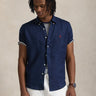 RALPH LAUREN-Camicia in Lino Maniche Corte Blu-TRYME Shop